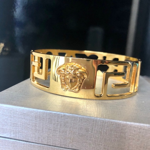 SOLD Versace Bangle - Gold Tone Brass - Picture 4 of 7